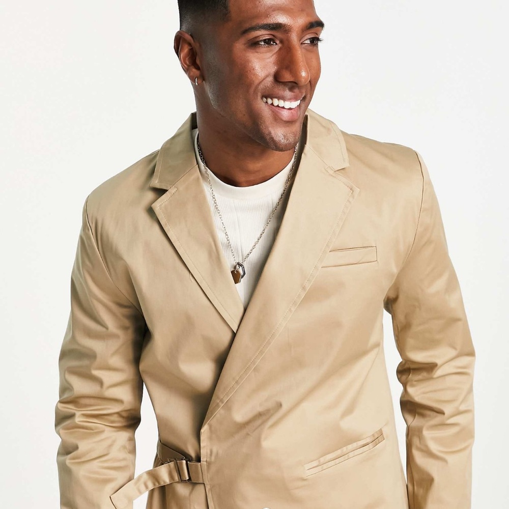 Bando Slim Fit Wrap Around Suit in Taupe